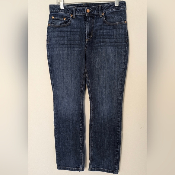 L.L. Bean Denim - L.L Bean Women's Flex Straight Leg Favorite Fit Jeans Size 12 Petites Blue EUC
